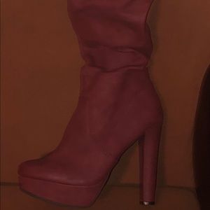 Dark red/ burgundy thigh high boots